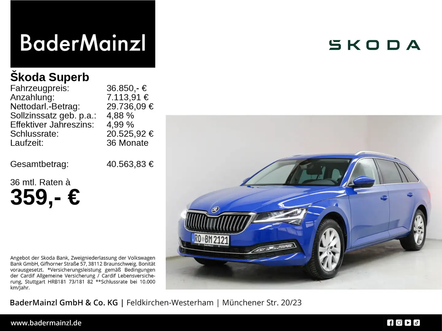 Skoda Superb Combi 2.0 TDI 4x4 DSG Kamera ACC Matrix Blau - 1