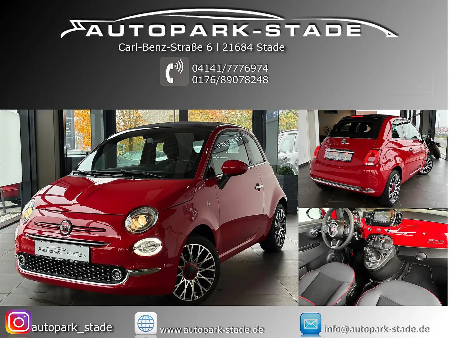 Fiat 500 Cabrio Hybrid GSE CarPlay Tech-Paket Tempo Rot - 1