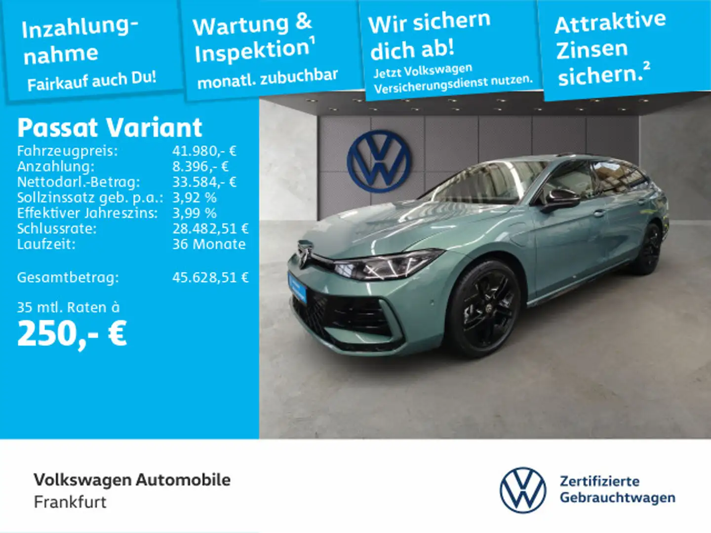 Volkswagen Passat Variant 1.5 TSI DSG eHybrid R-Line Navi A Grün - 1