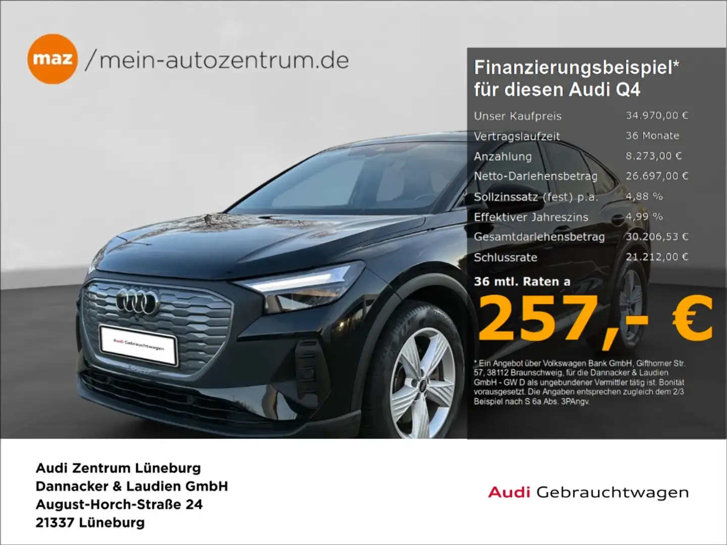 Audi Q4 e-tron Sportback 40 Alu LED Pano Navi ACC Kamera Sitzh. u Schwarz - 1