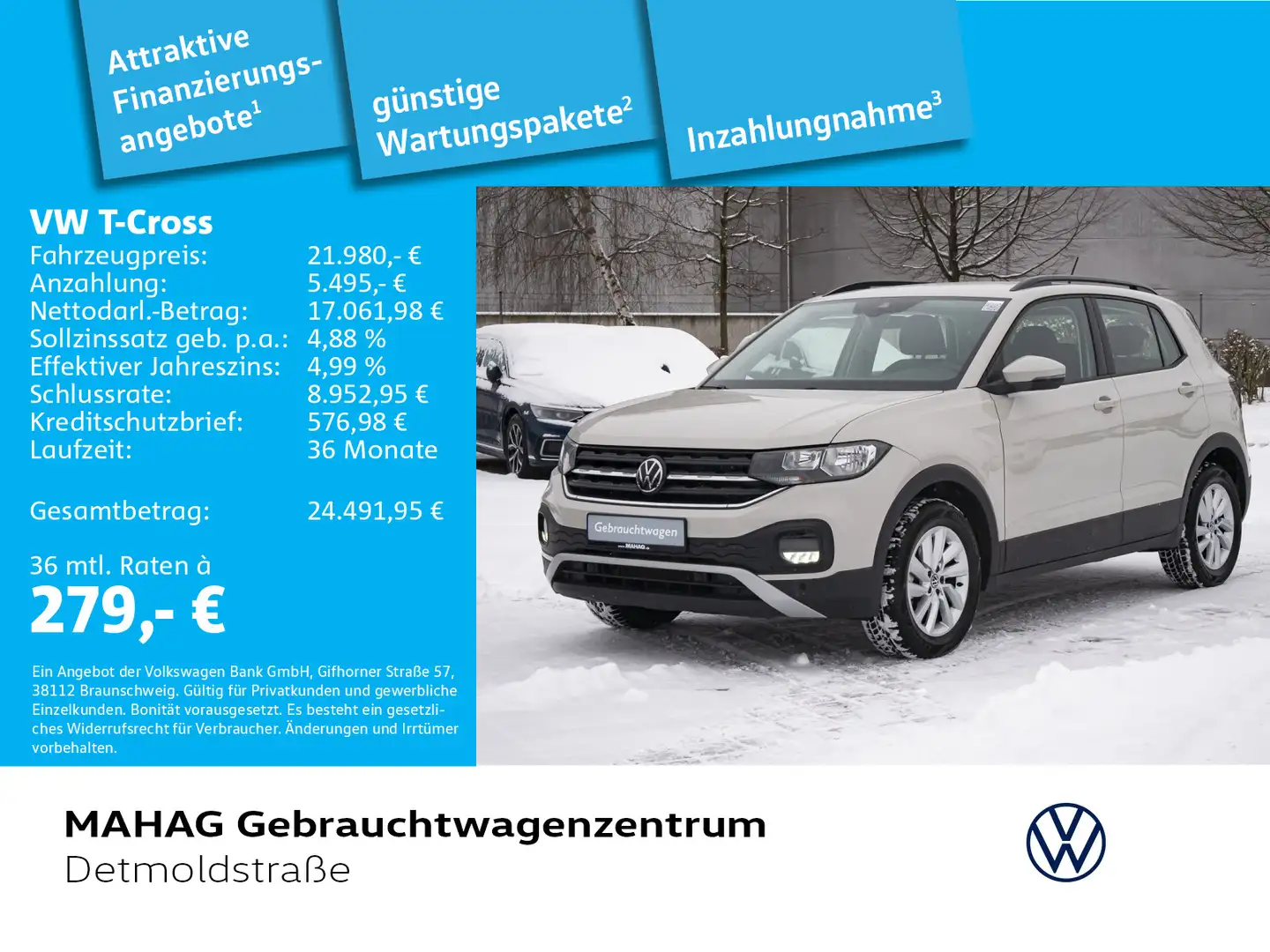 Volkswagen T-Cross Life 1.0 TSI ParkPilotRearView AppConnec Grau - 1
