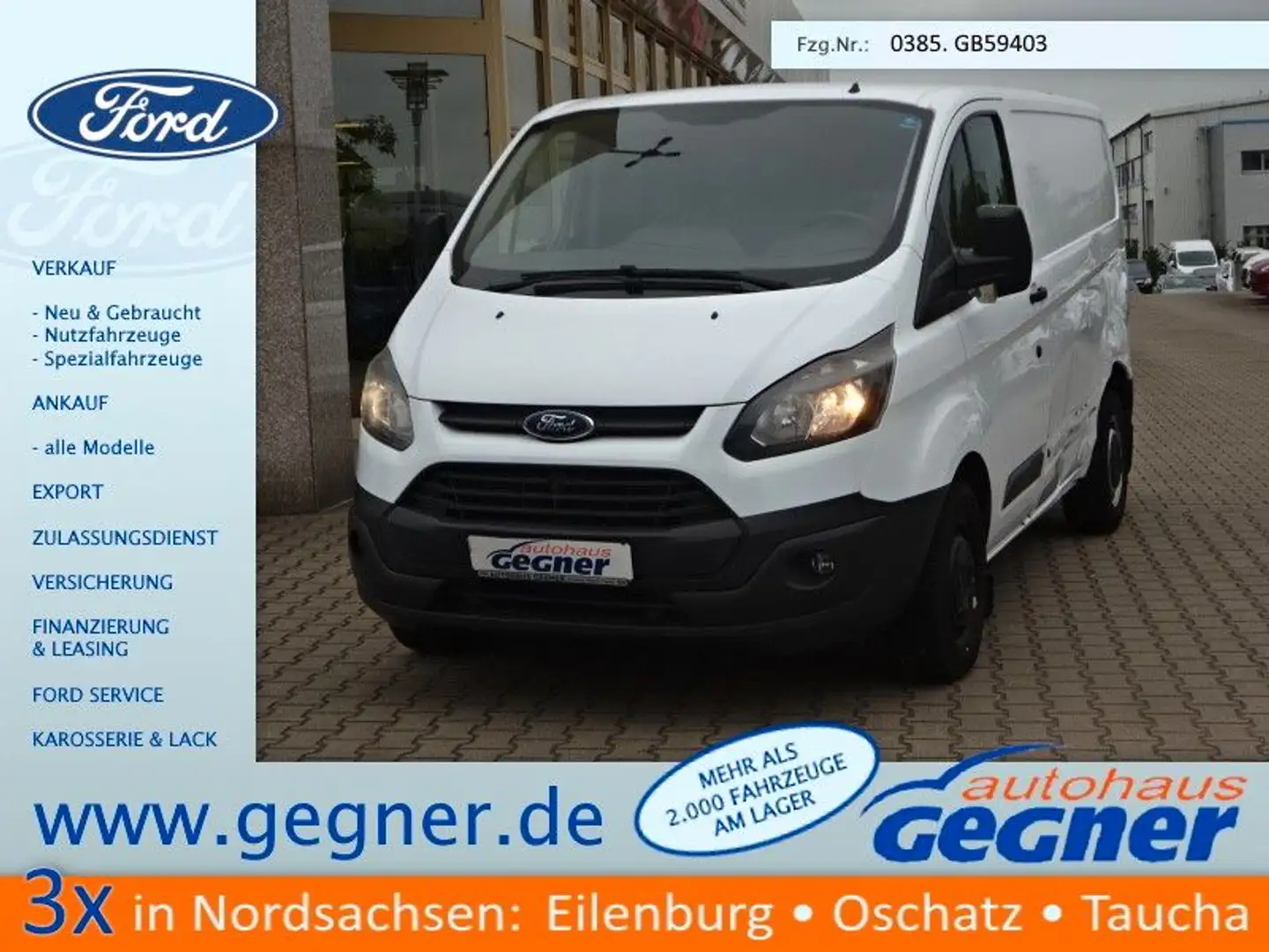 Ford Transit Custom Kasten 310 L1H1 Ablastung 2,8to Weiß - 1