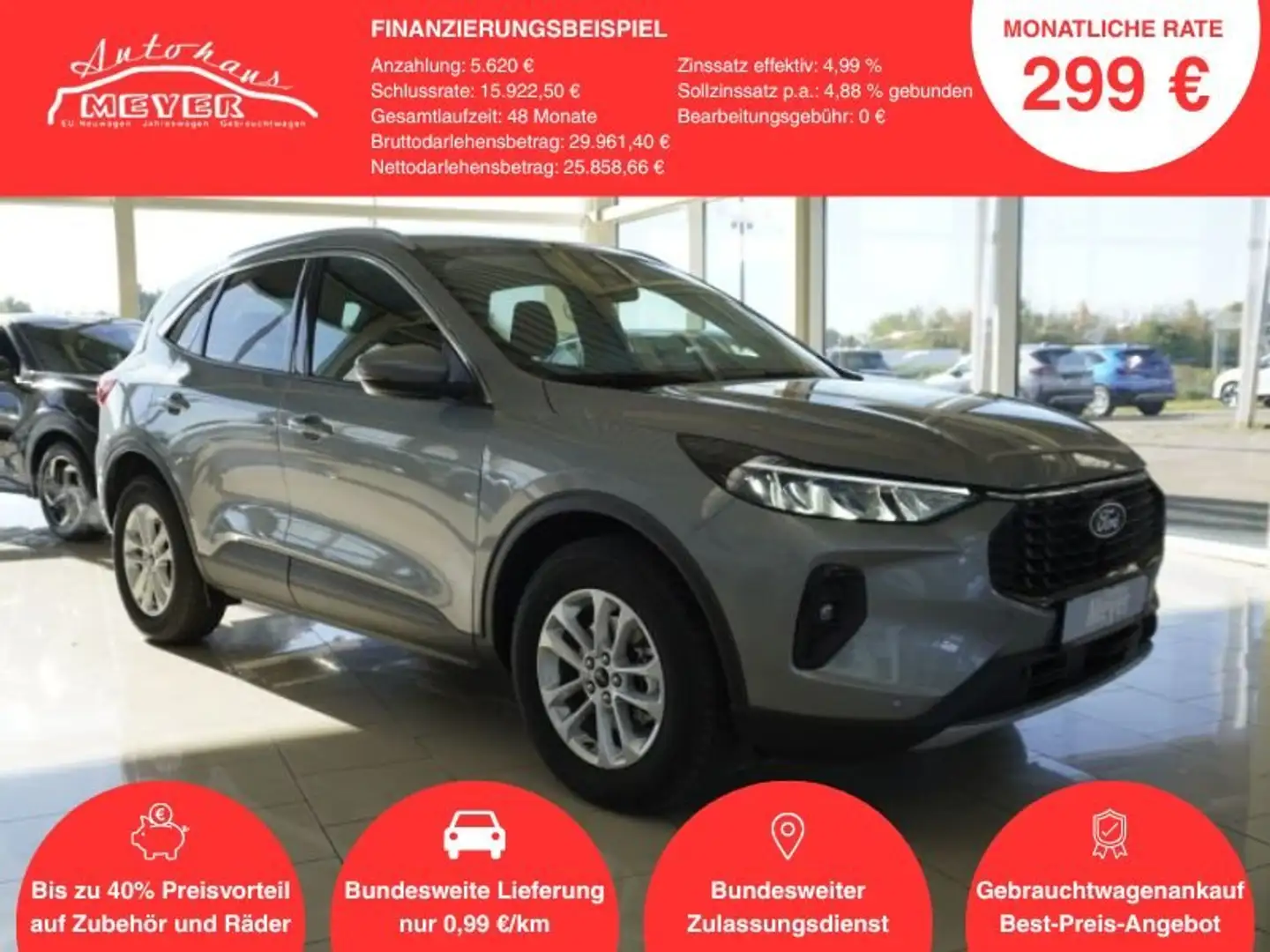 Ford Kuga 1,5 186PS Aut.5*J.Gar/LED/Navi/Winterp.       ** Silber - 1