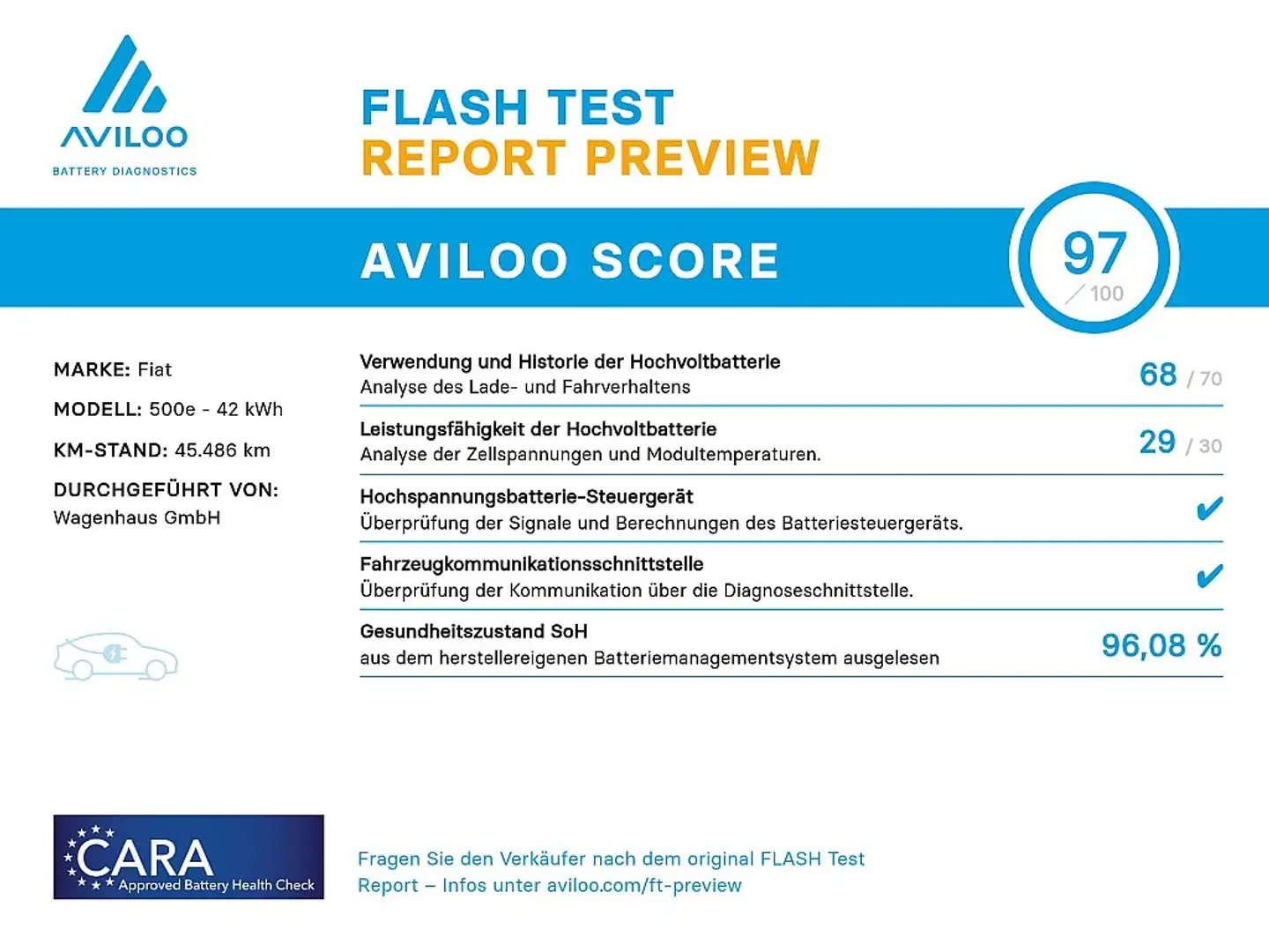 Fiat 500e 500 Elektro 500 42 kWh, 8 Fach bereift Akku Test Grau - 2