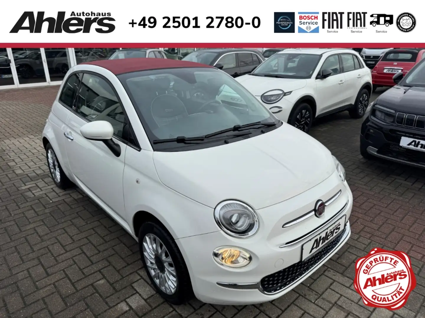 Fiat 500C Lounge+AHK+PDC+KLIMAAUTO+ZAHNRIEMENNEU+BLUETOOTH+ Weiß - 1