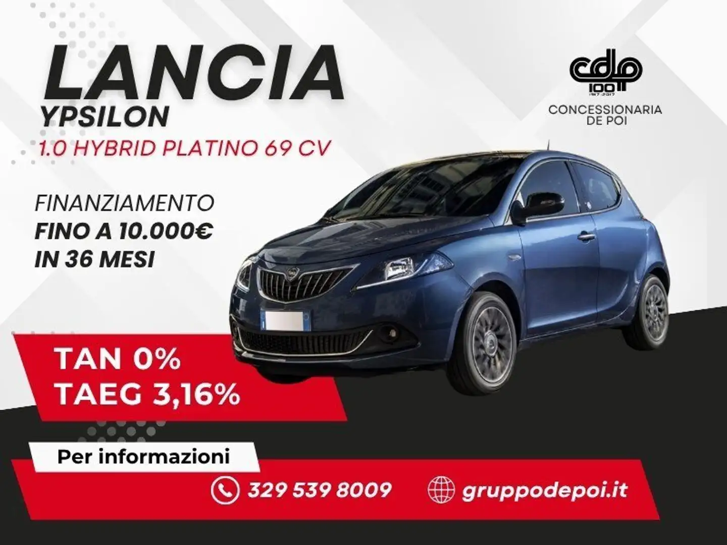 Lancia Ypsilon Ypsilon 1.0 FireFly 5 porte S&S Hybrid Gold Plus Grigio - 1