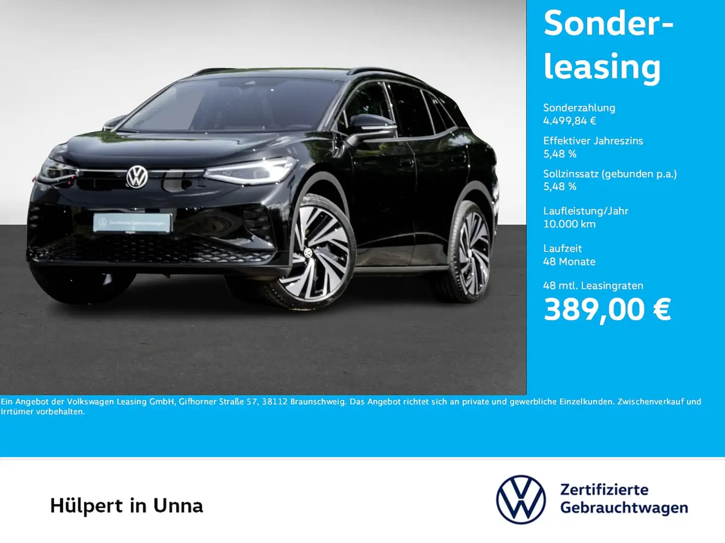 Volkswagen ID.4 GTX 4X4 WÄRMEPUMPE PANO AHK 360CAM ACC LM21 Black - 1