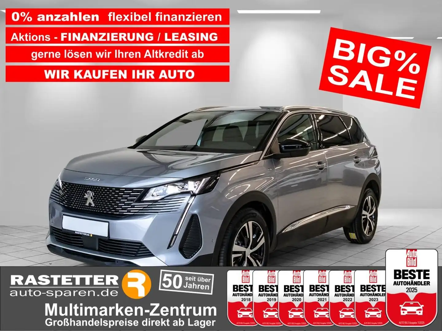 Peugeot 5008 EAT8 GT 7Sitze+Navi+ACC+Keyless+virtCP+Kamera+SHZ+ Argent - 1