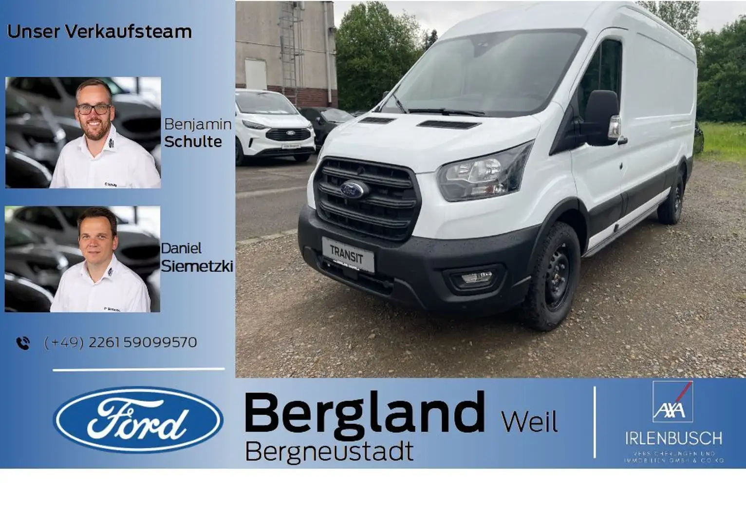 Ford Transit KASTENWAGEN TREND 350L3 130PS Automatik Weiß - 1