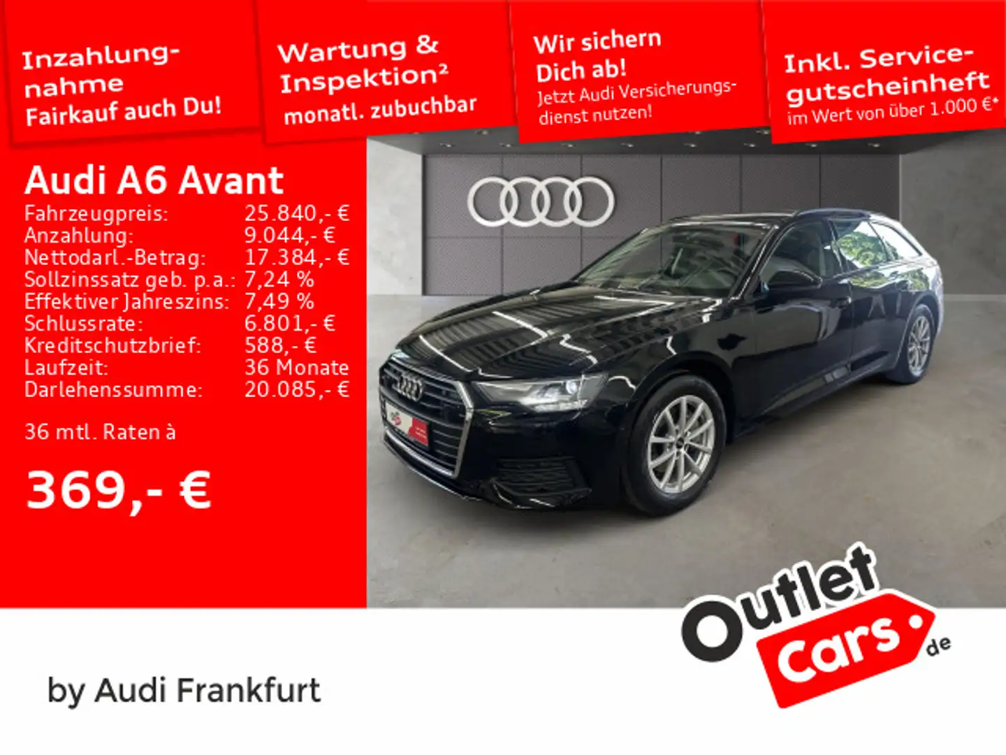 Audi A6 40 TDI S tronic LED DAB Leder Schwarz - 1