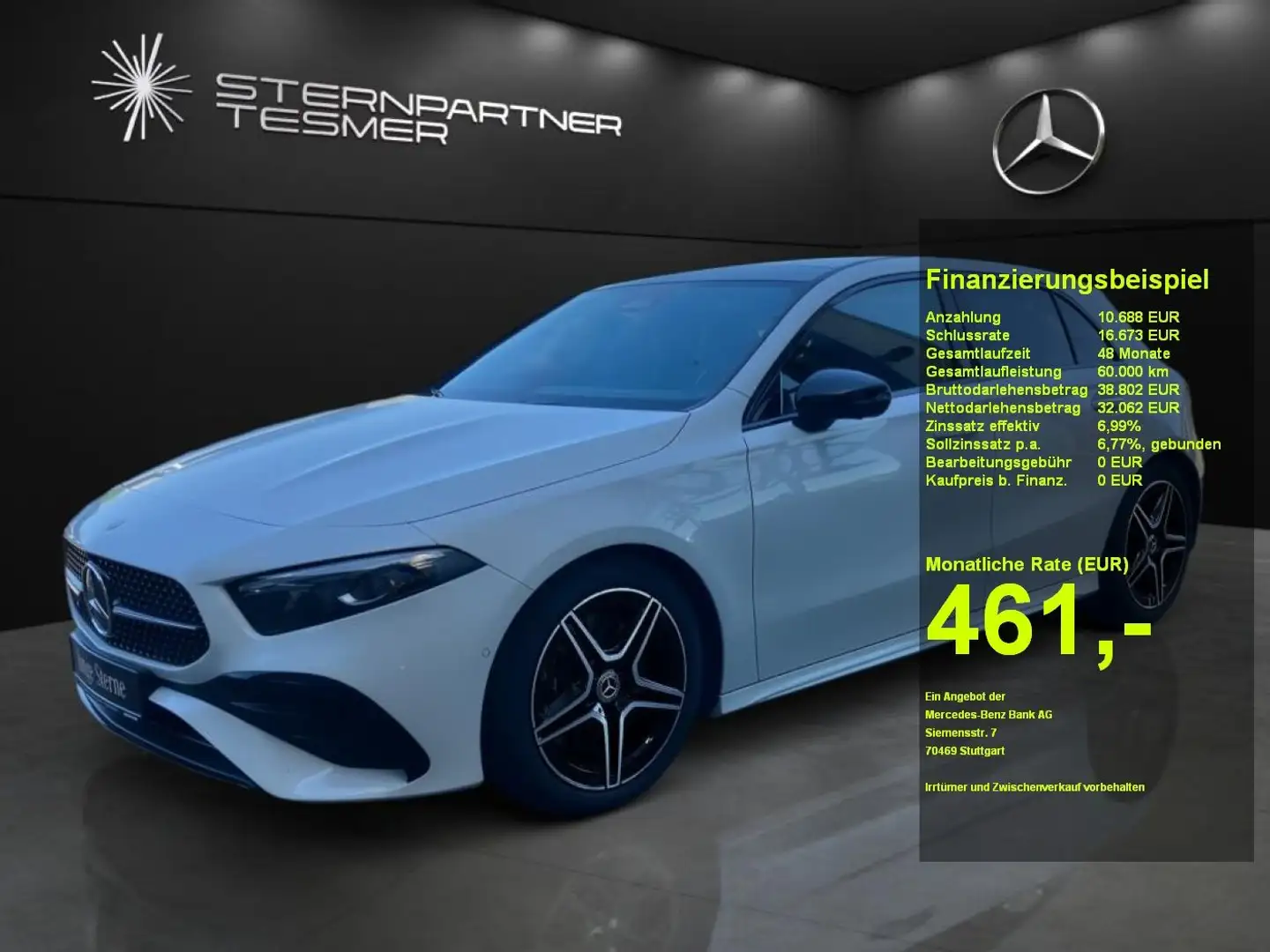 Mercedes-Benz A 250 4m AMG 4M Night Pano 360°ACC AV-Fahrw. Weiß - 1