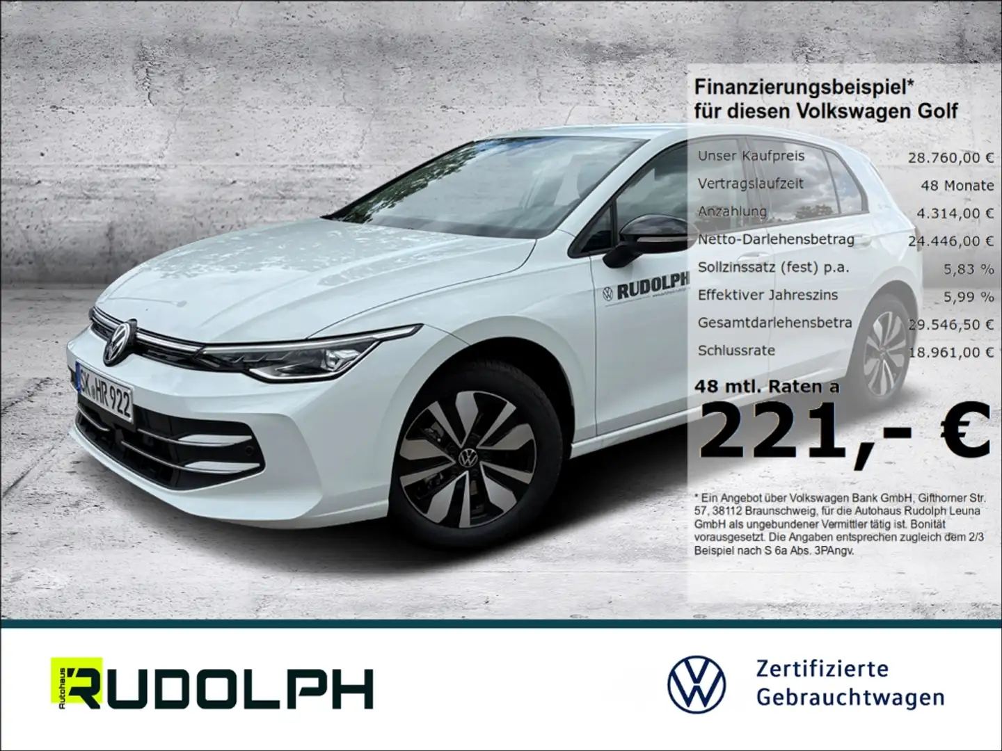 Volkswagen Golf VIII 1.5 TSI Goal 6-Gang LED BT Navi AHK ACC SHZ Weiß - 1