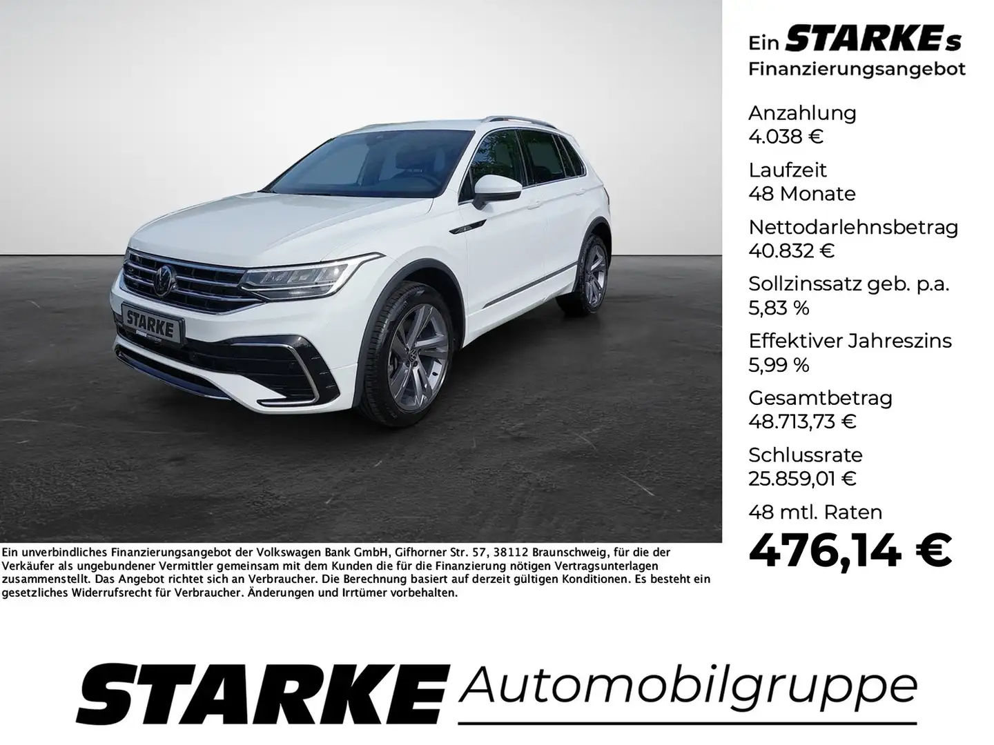 Volkswagen Tiguan 2.0 TDI DSG 4M R-Line Weiß - 1