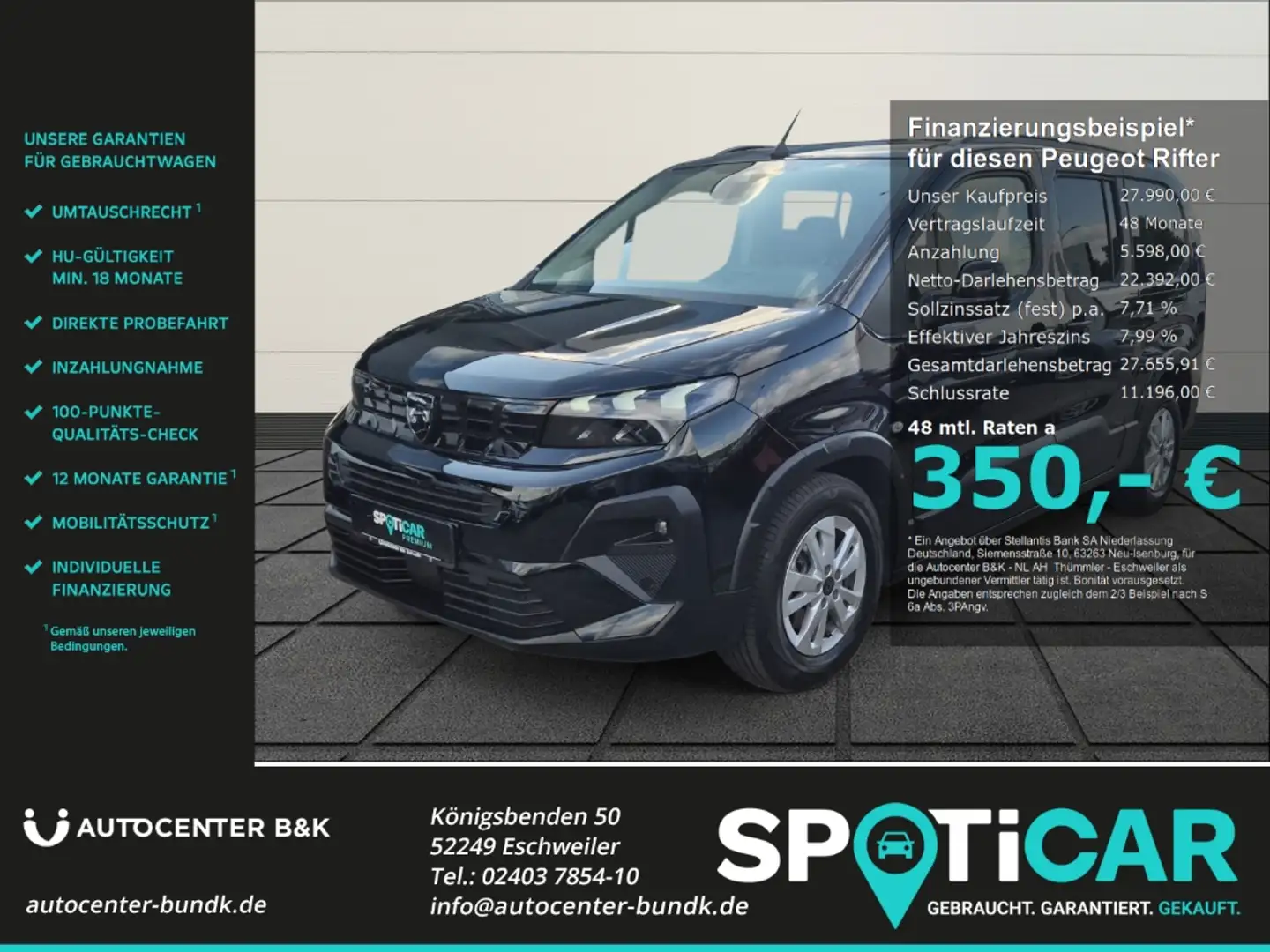 Peugeot Rifter N1 BlueHDI 130 EAT8 L2 Allure Kamera Style+Techno- Schwarz - 1