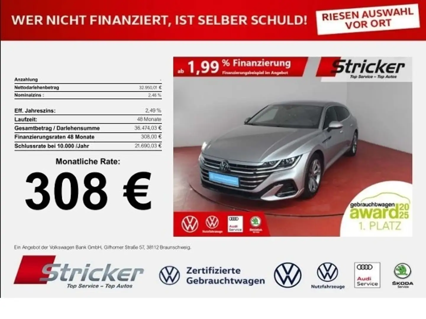 Volkswagen Arteon Shooting Brake R-Line 2.0TSI DSG 308,-ohne Anzahl Stříbrná - 1