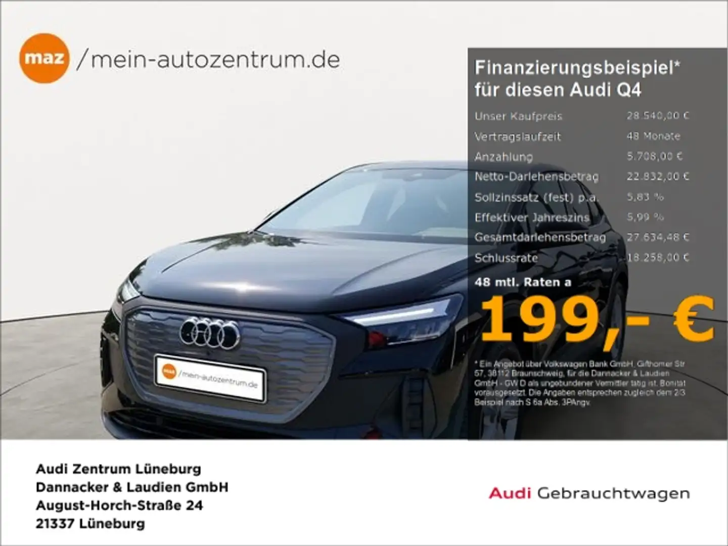 Audi Q4 e-tron Sportback 40 Alu LED Pano Navi ACC Kam Schwarz - 1