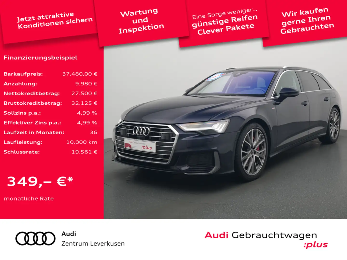 Audi A6 Avant quattro S line LEDER MEMORY SHZ 360° Schwarz - 1