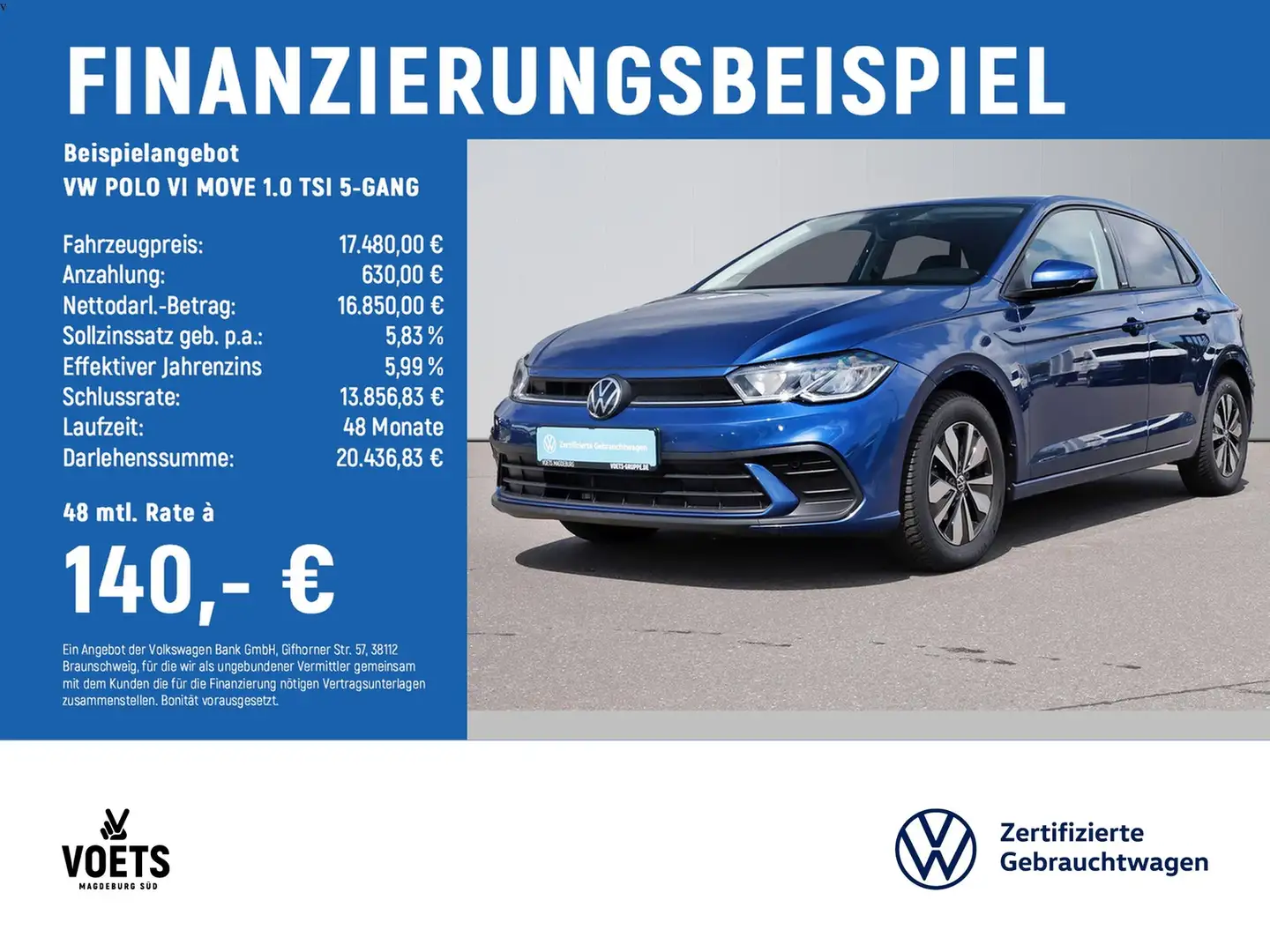 Volkswagen Polo VI MOVE 1.0 TSI 5-GANG LED+IQ.DRIVE-PAKET Blau - 2