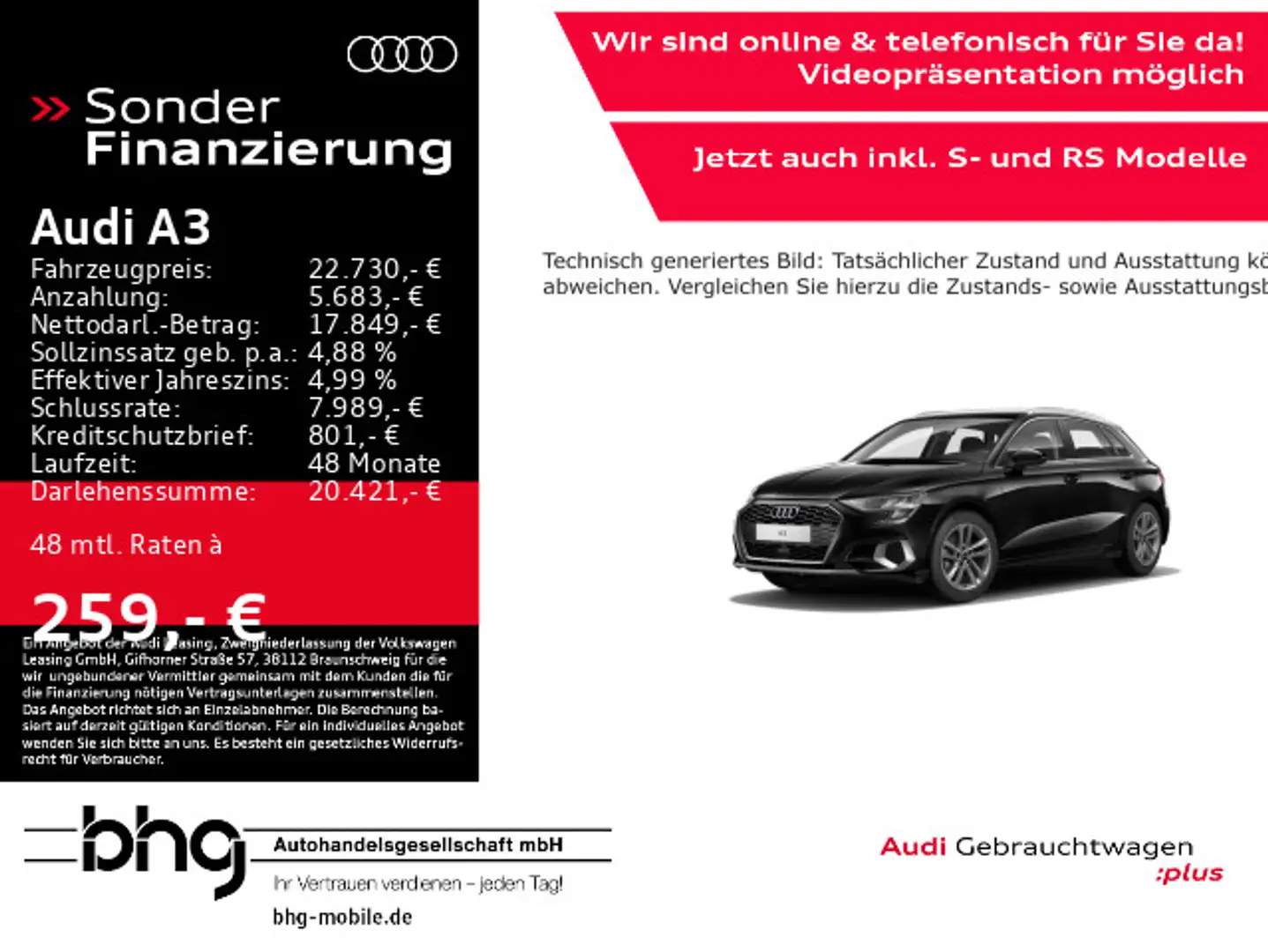 Audi A3 30 TFSI Sportback advanced Schwarz - 1