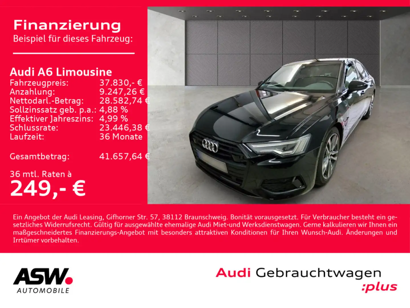 Audi A6 S line 45TFSI NAVI MATRIX ACC RFK Negro - 1