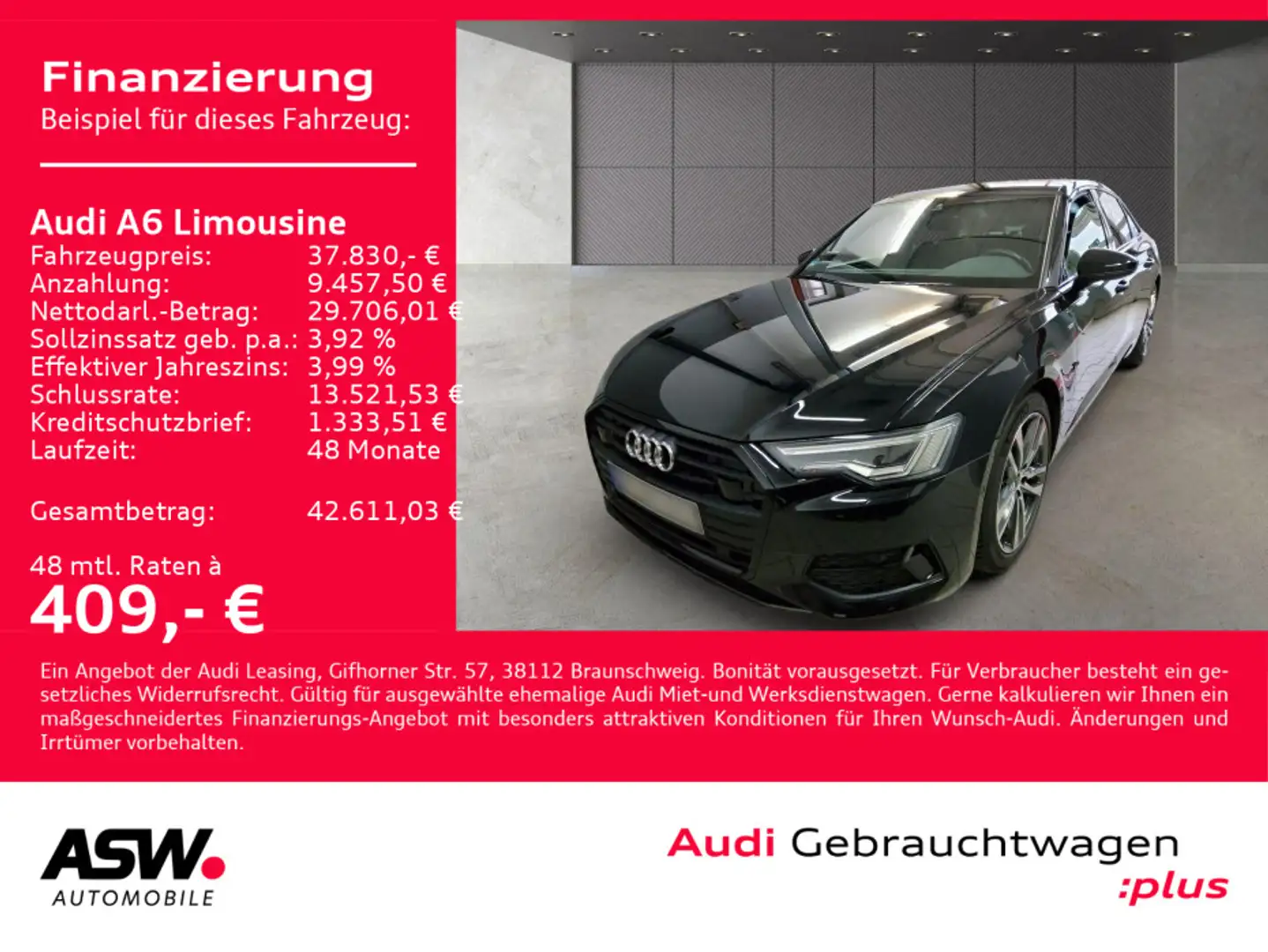 Audi A6 S line 45TFSI NAVI MATRIX ACC RFK Noir - 1