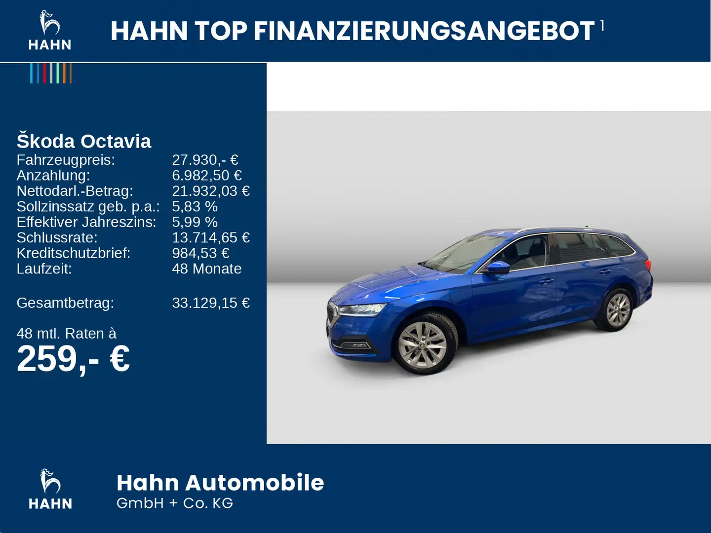 Skoda Octavia Combi 1.4TSI iV DSG Style Cam HuD Navi Blau - 2