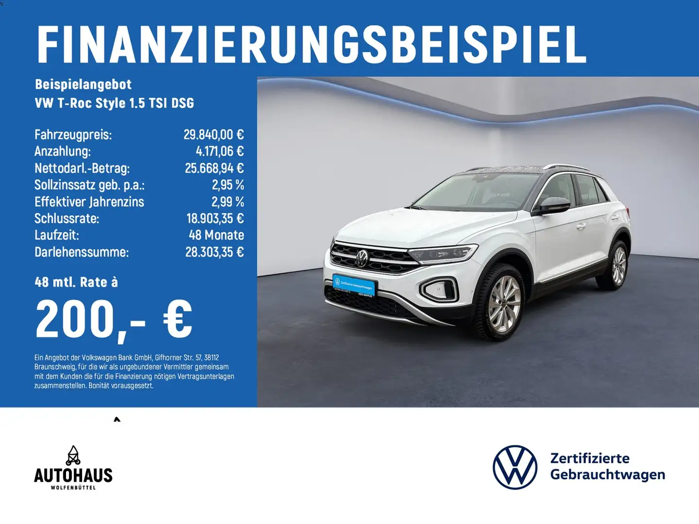 Volkswagen T-Roc Style 1.5 TSI DSG KEYLESS NAV PDC SHZ Weiß - 2