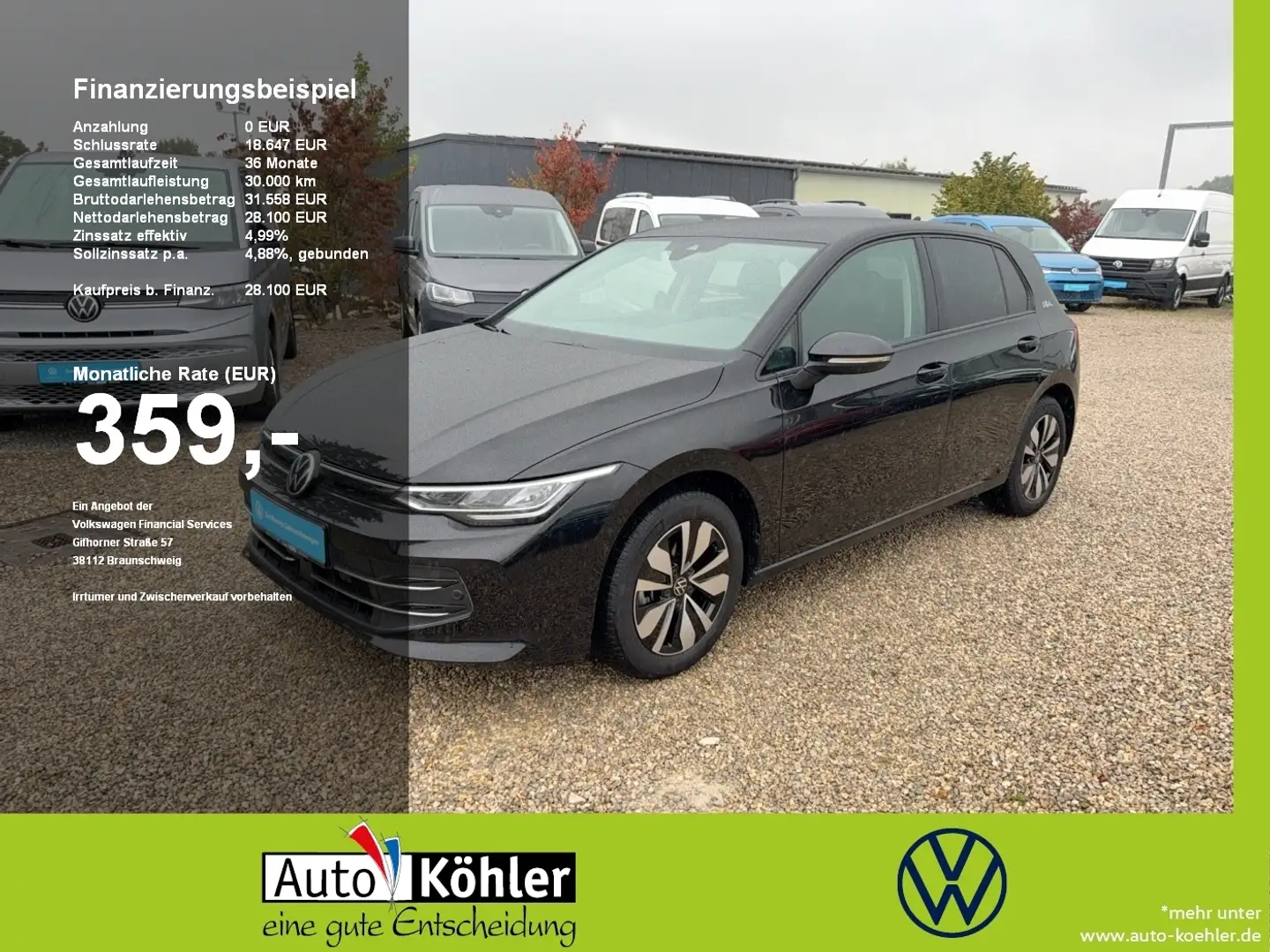 Volkswagen Golf 1.5 eTSI Goal CarPlay+ACC+AHK+LED+Virt+PDC Schwarz - 1
