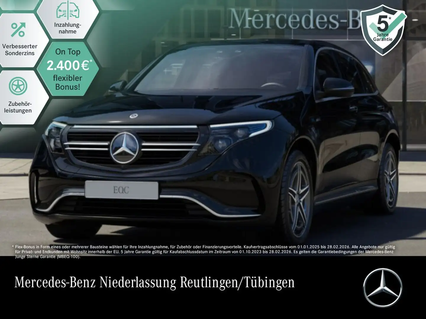 Mercedes-Benz EQC 400 4M AMG+AHK+MULTIBEAM+FAHRASS+KAMERA Schwarz - 1