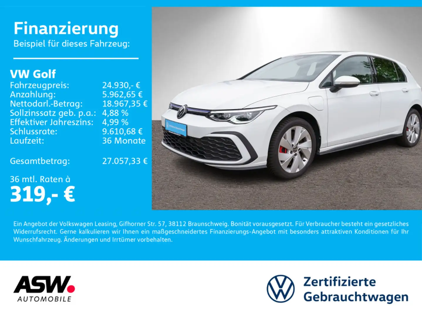 Volkswagen Golf GTE GTE 1.4 eHybrid DSG LED Navi RFK AppConnect Weiß - 1