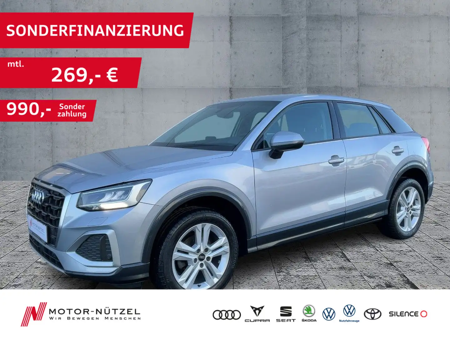 Audi Q2 30 TFSI ADVANCED 5JG+LED+NAVI+ACC+PDC+DAB+SHZ Silber - 1