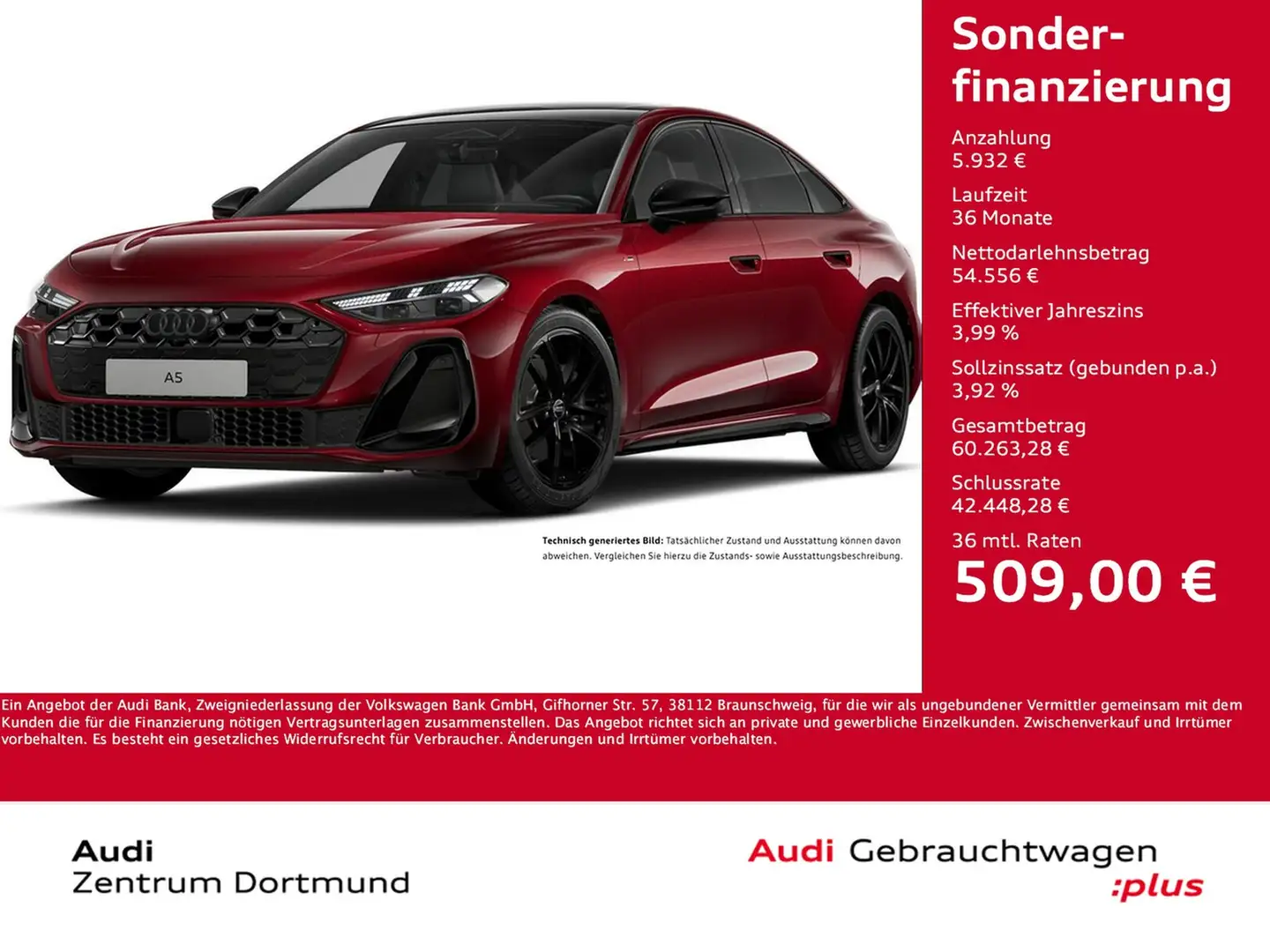 Audi A5 quattro S LINE BLACKPAK PANO AHK B&O ACC LM19 Rot - 1