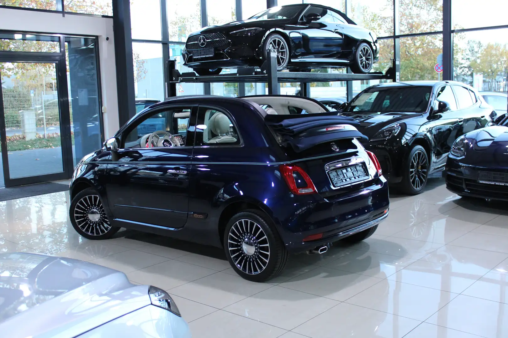 Fiat 500 CABRIO TWIN-AIR 105PS EDITION RIVA MAHAGONI LEDER* Blau - 2