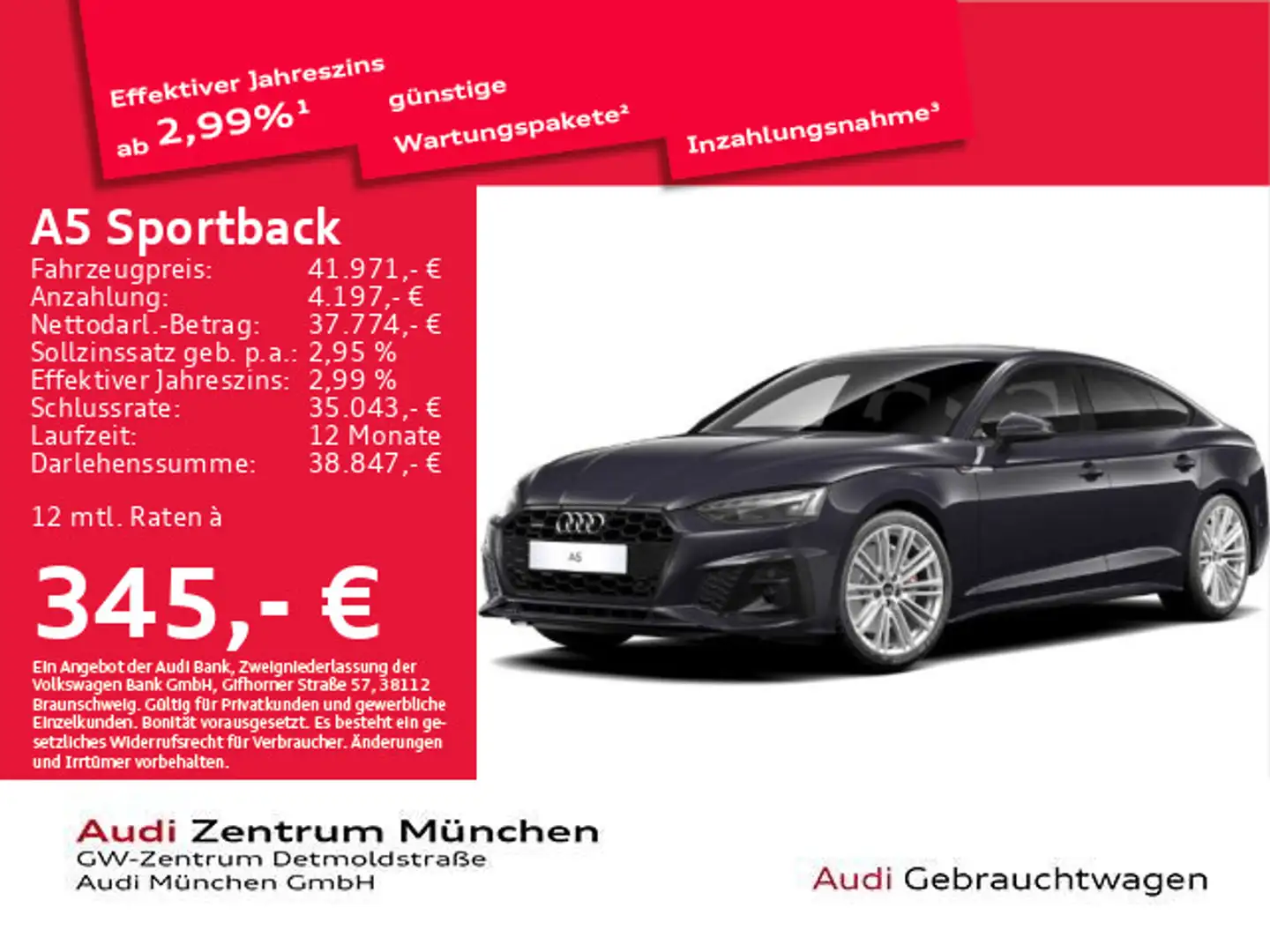 Audi A5 50 TDI qu. tiptr. 2x S line Virtual Schwarz - 1