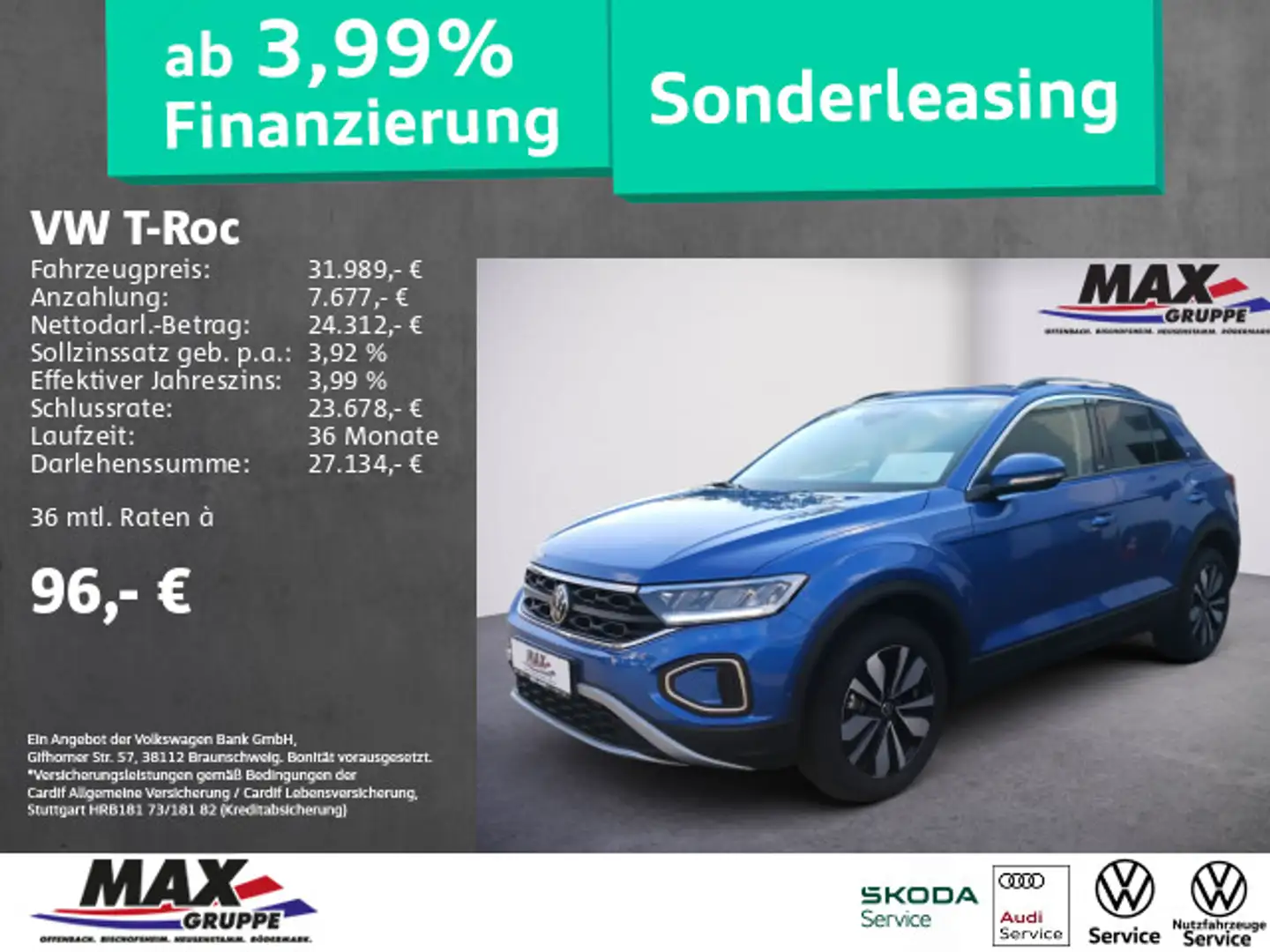 Volkswagen T-Roc 1.5 TSI DSG MOVE LED+KAM+DCP+AHK+STHZ Blau - 1