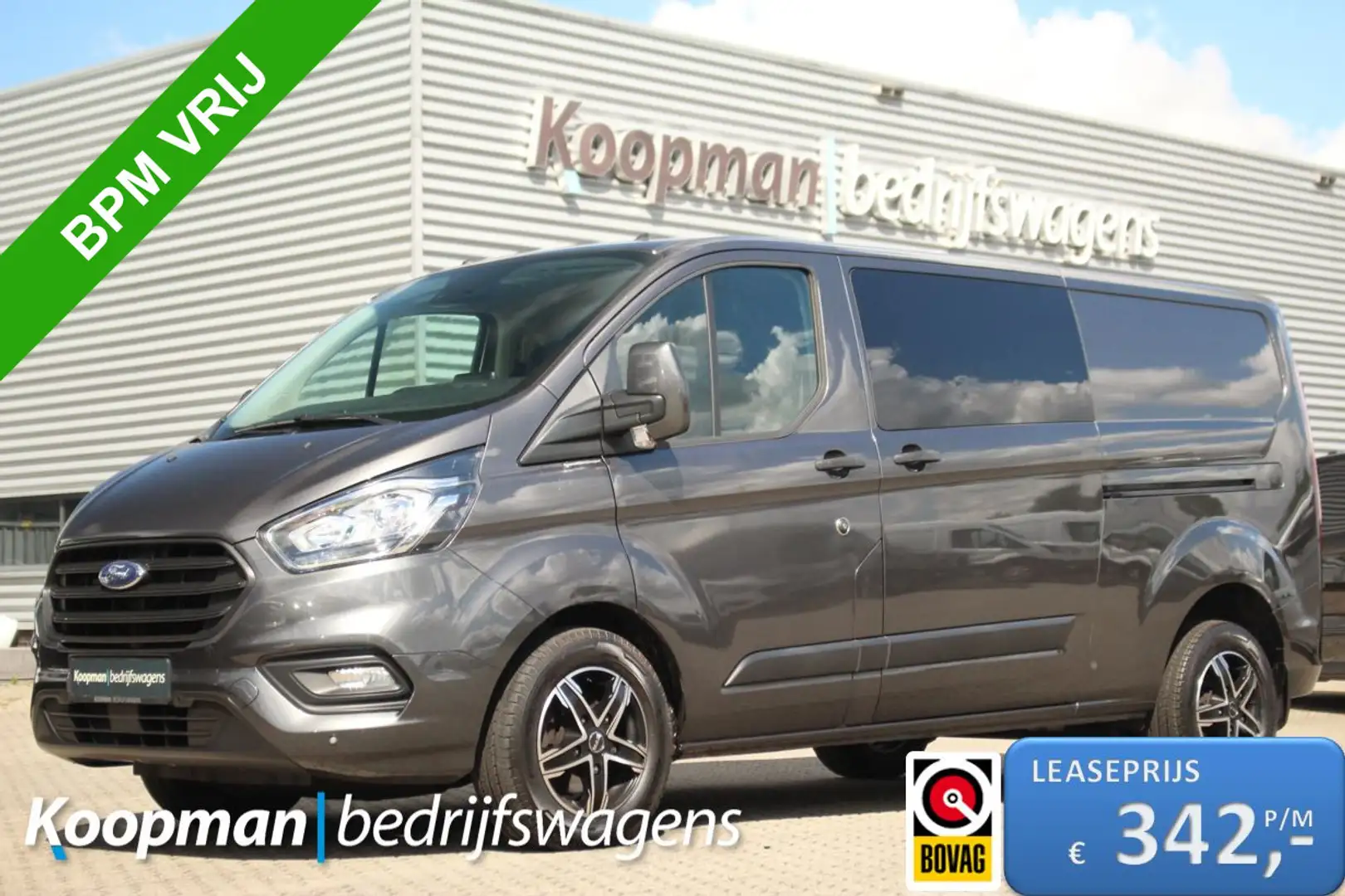 Ford Transit Custom 320 2.0TDCI 130pk L2H1 Trend DC | 6-Zits | L+R Zij Grau - 1