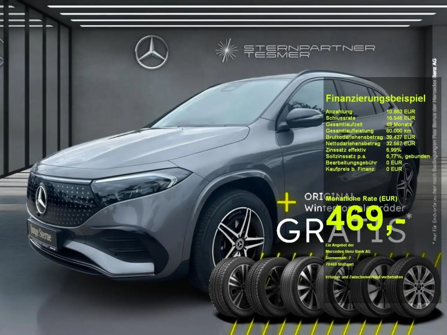 Mercedes-Benz EQA 300 4M +AMG+Night+MBUX+PANO+KAMERA+360°+HuD Grey - 1