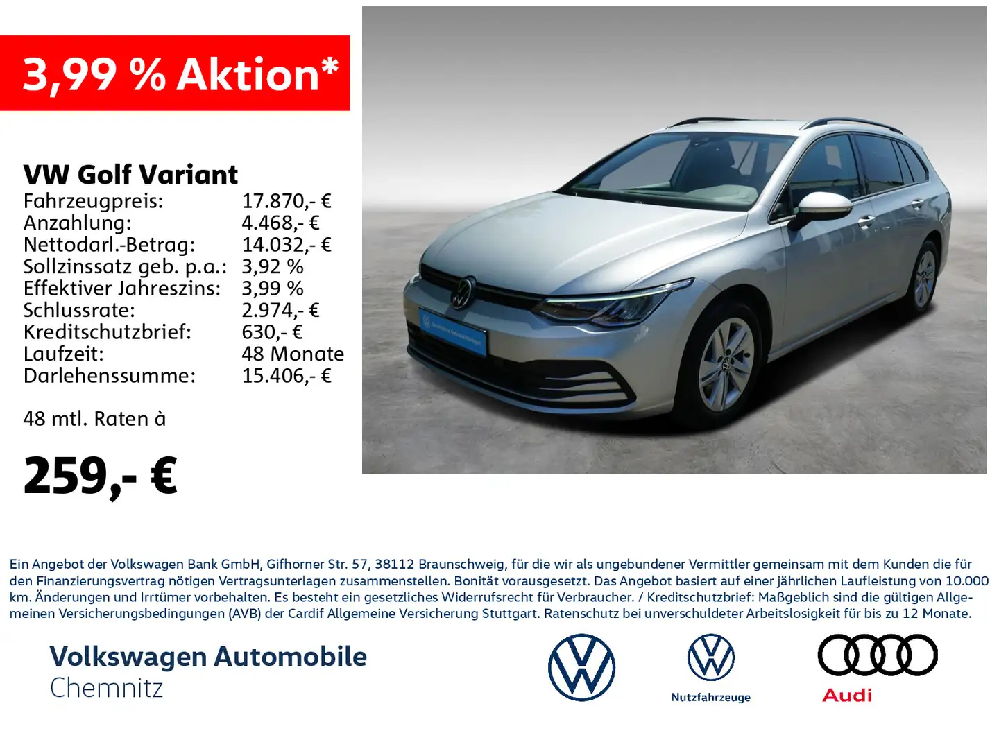 Volkswagen Golf Variant VIII 2.0 TDI Life AHK ACC DAB+ Silber - 1