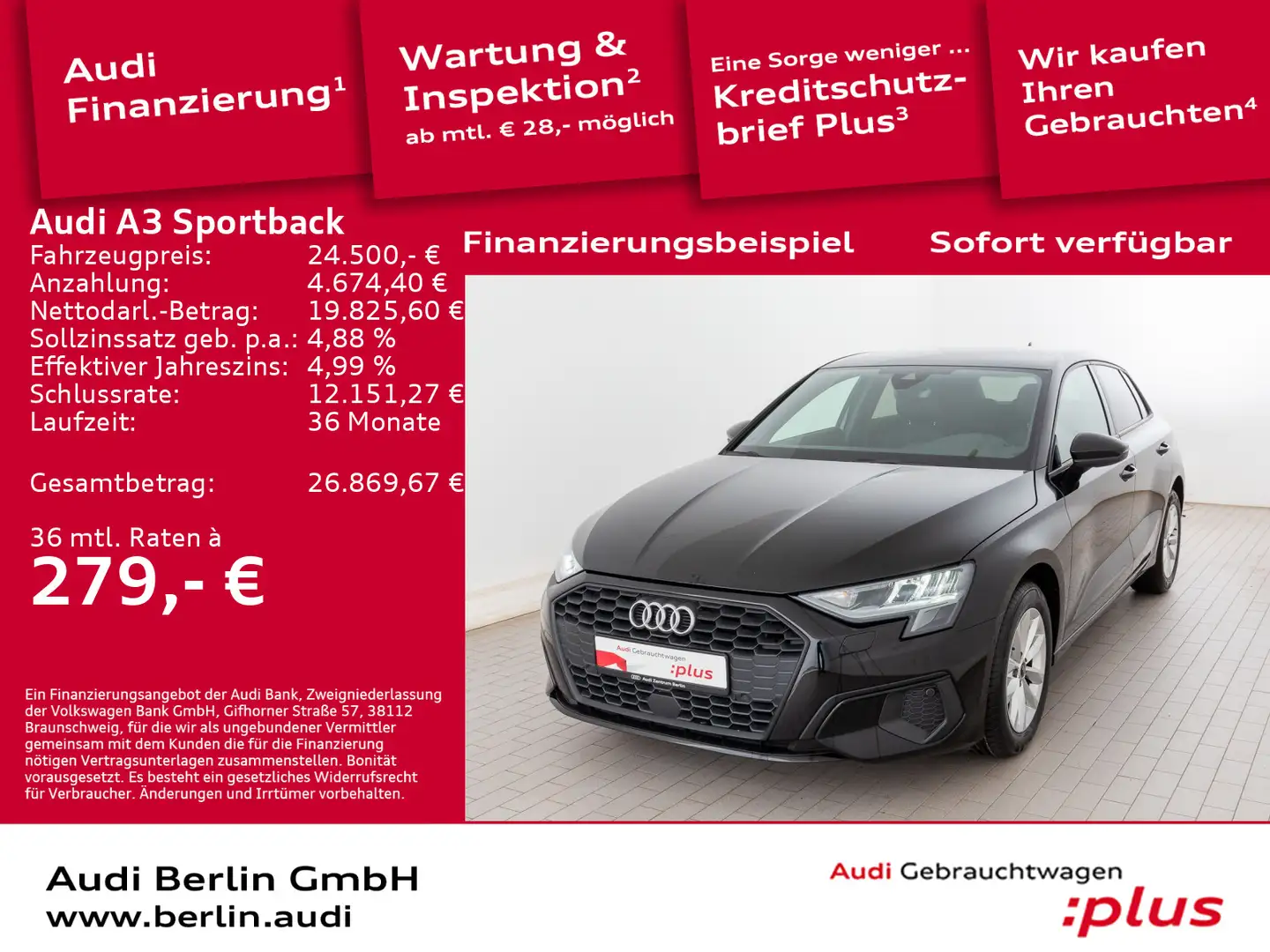 Audi A3 30 TDI S tr. LED NAVI VIRTUAL PDC Schwarz - 1