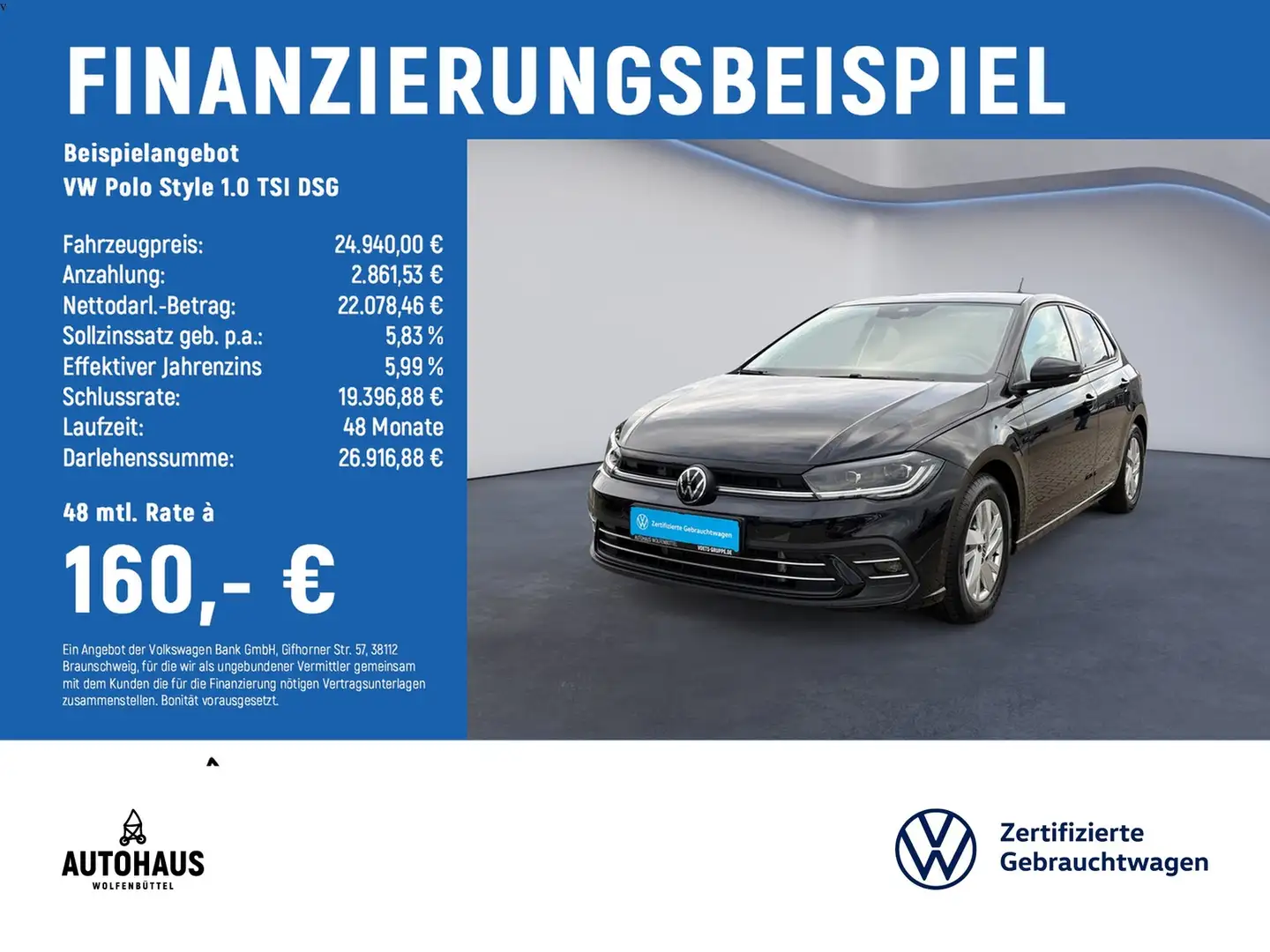 Volkswagen Polo Style 1.0 TSI DSG AHK ACC NAV PANO SHZ Noir - 2
