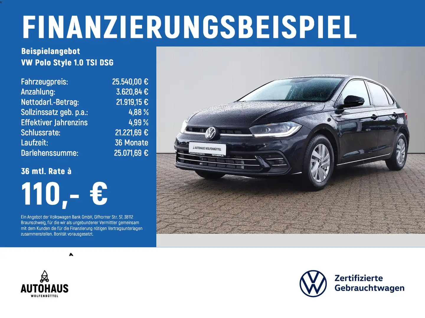 Volkswagen Polo Style 1.0 TSI DSG AHK ACC NAV PANO SHZ Schwarz - 2