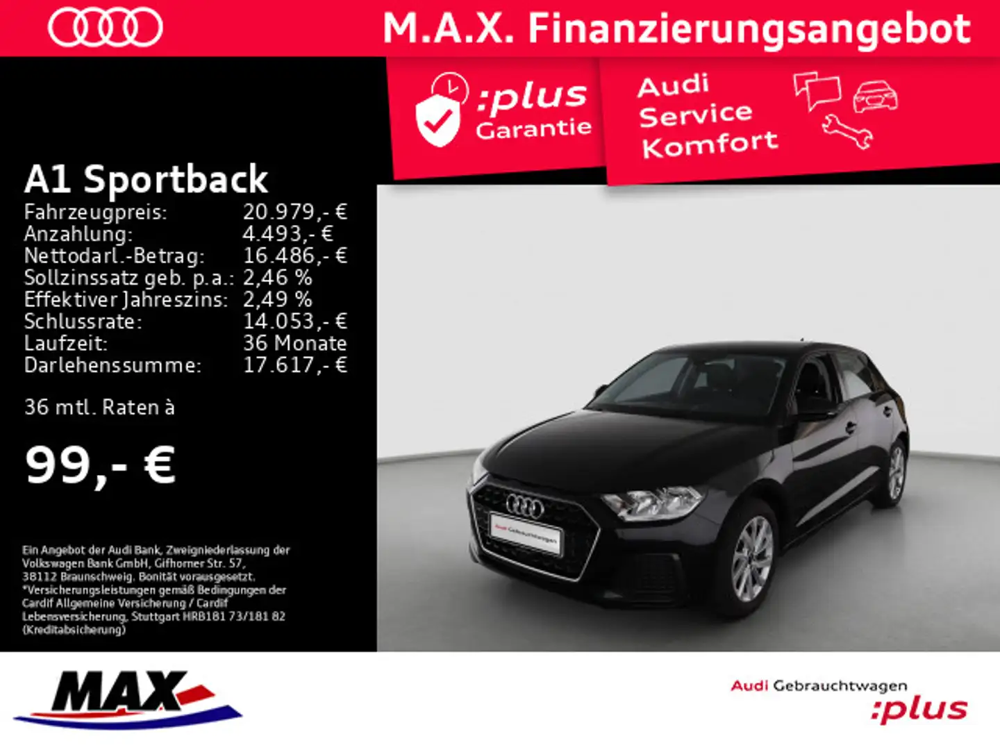 Audi A1 25 TFSI ADVANCED SMARTPHONE+PDC+ALU Schwarz - 1
