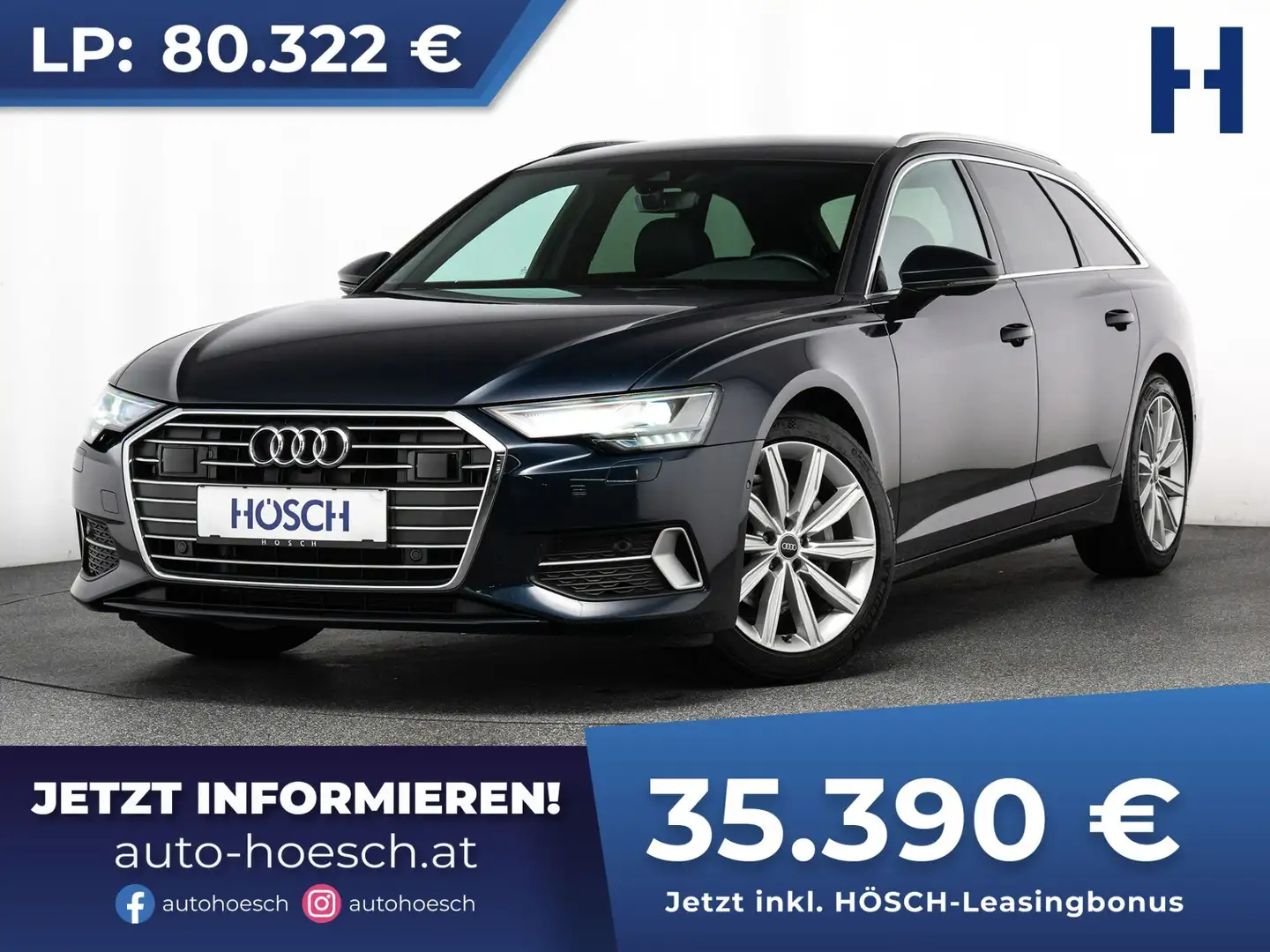 Audi A6 Avant 40 TDI Sport LEDER 19" ASSISTENZ R-KAM -56% Bleu - 1
