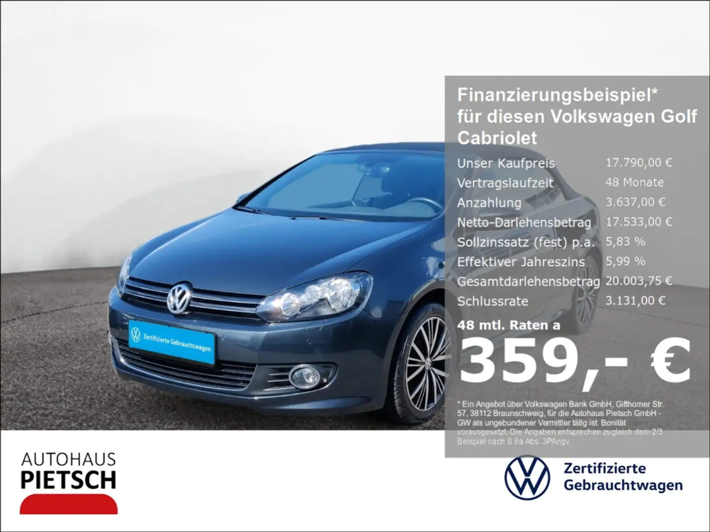 Volkswagen Golf Cabriolet Allstar 1.2 TSI NAVI PDC GRA DAB KLIMA Grau - 1