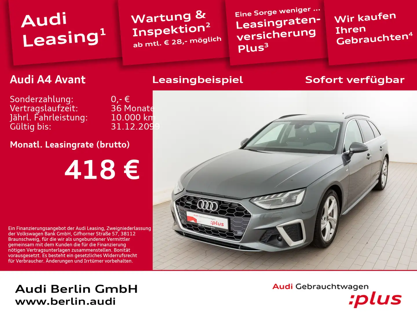 Audi A4 S line 40 TDI qu. S tr. LED PDC NAVI Grau - 1