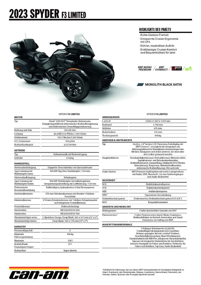 Can-Am Spyder F3 ACE LTD 2023 Schwarz - 2