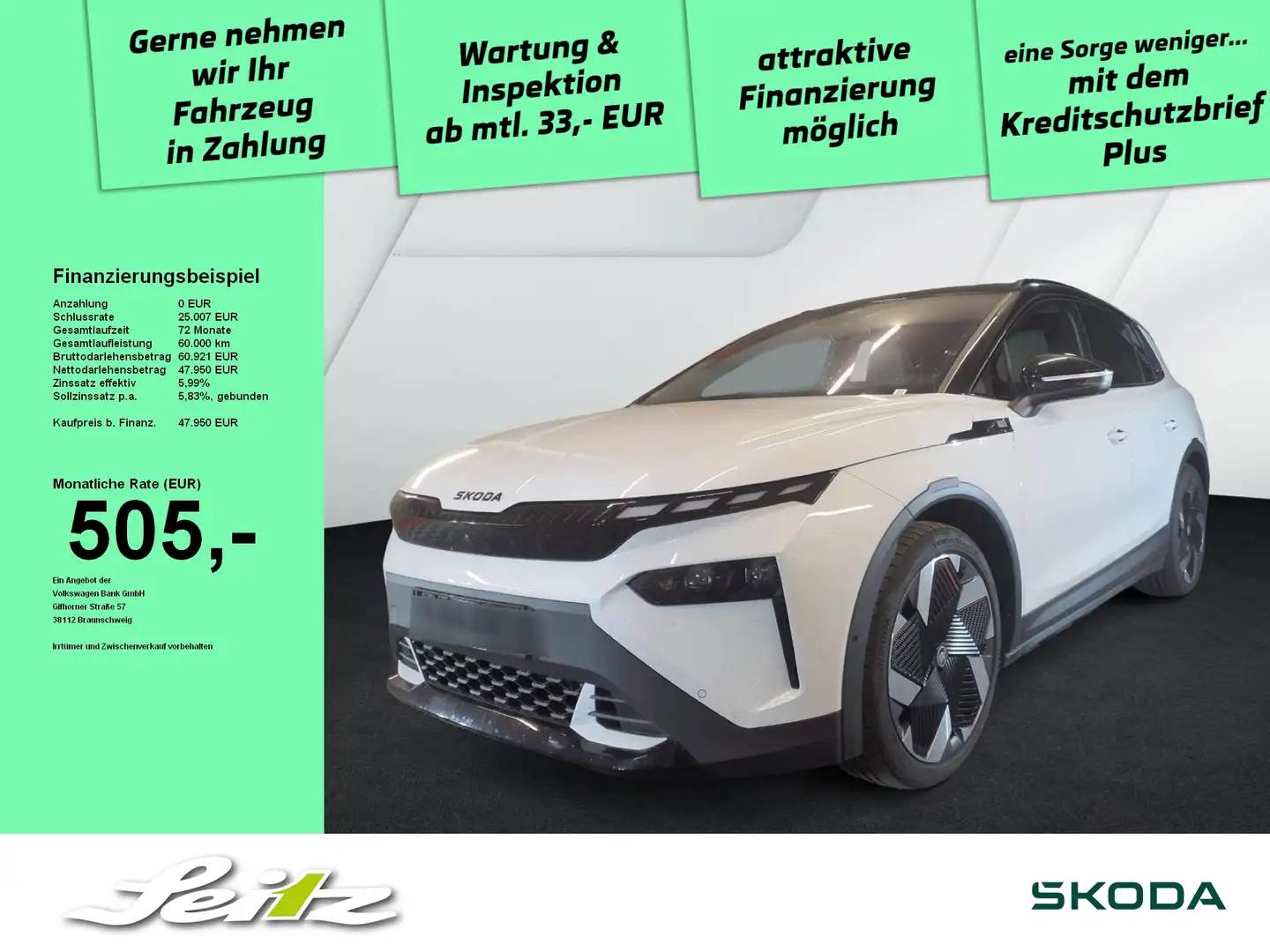 Skoda Elroq 85 Lodge *AHK*MATRIX*KAMERA*NAVI* Blanc - 1