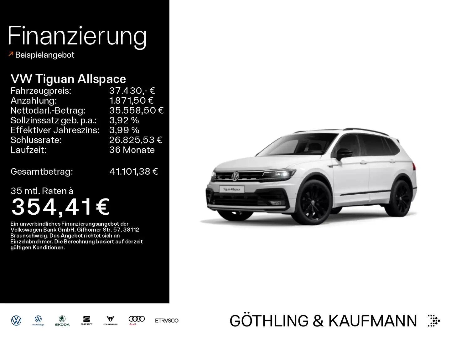 Volkswagen Tiguan Allspace R-Line 4M 2.0TDI DSG*NAVI*PANO*A Weiß - 1