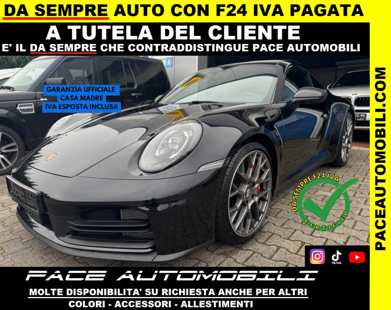 Porsche 992 911 992.2 S BOSE TETTO SPORT CHRONO PELLE PDC ACC Nero - 1