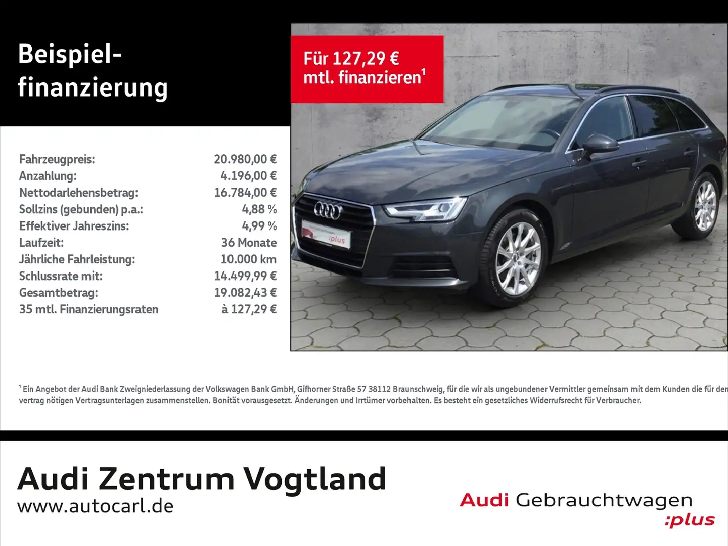 Audi A4 Avant 2.0 TDI S-tronic LED/NAV/SHZ KLIMA NAVI ALU Grigio - 1